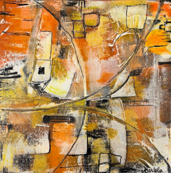 Named contemporary work « Mandarine », Made by NATALY ART