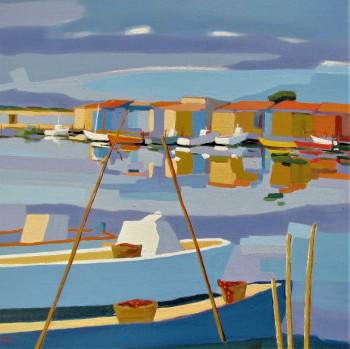 Named contemporary work « Sète, barques à la Pointe Courte », Made by JEAN-NOëL LE JUNTER