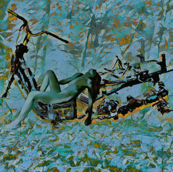 Named contemporary work « NU à la moto », Made by FRéDéRIC DIDILLON