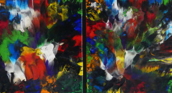 Named contemporary work « Diptyque Pich's magic abstract 203 », Made by PICH