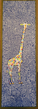Named contemporary work « Girafe onirique verte », Made by RENAUD BARREYAT