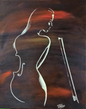 Named contemporary work « La violoniste. L'artiste fait corps avec son instrument. », Made by JEAN-CLAUDE ROBLES
