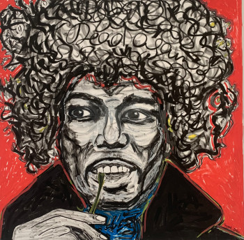 Named contemporary work « Jimi Hendrix - Dead Again », Made by GINETTE