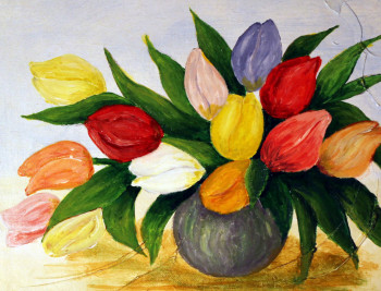 Named contemporary work « 323 - tulipes multicolores », Made by GDLAPALETTE - UN UNIVERS DE CREATIONS