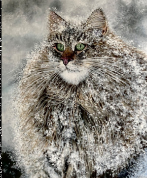 Named contemporary work « Chat de neige », Made by RITA