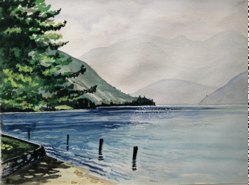 Named contemporary work « Lac de Lugano 1 », Made by ANDRé FEODOROFF