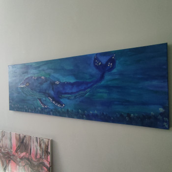 Named contemporary work « Baleine bleue », Made by ARTISTE.AA