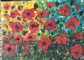Named contemporary work « Coquelicots », Made by JACQUELINE