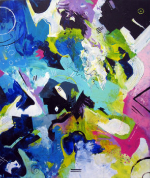 Named contemporary work « Tableau abstrait sur toile Entropie S47 », Made by VINADELLE