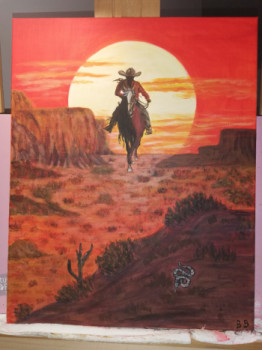 Named contemporary work « Le cowboy solitaire », Made by BB ART
