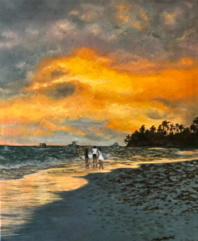 Named contemporary work « Le coucher du soleil Dominical », Made by RITA