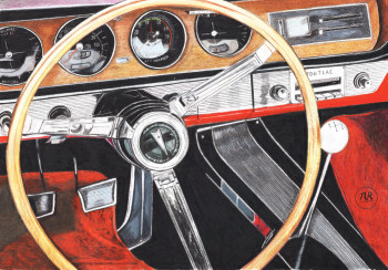 Named contemporary work « Au volant d'une Pontiac GTO. », Made by PIRDESSINS