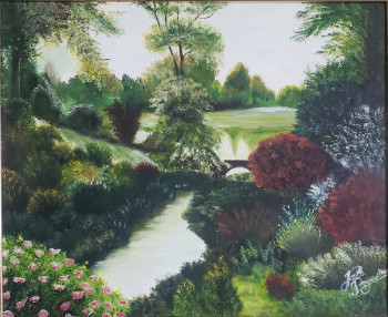 Named contemporary work « Le jardin anglais », Made by LES PEINTURES DE JOELLE BROUILLARD