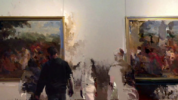 Named contemporary work « Danseurs Au Musée 1-visiteurs », Made by PAT O'BINE