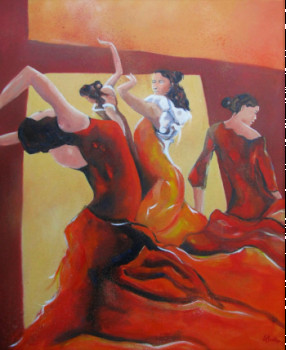 Named contemporary work « Danseuses de Flamenco », Made by JEAN-NOëL LE JUNTER