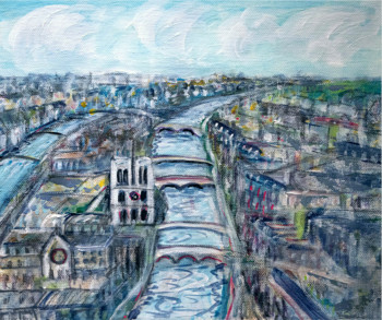 Named contemporary work « Notre-Dame vue du ciel », Made by KRIGOU CHRISTIAN SCHNIDER
