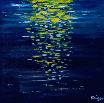 Named contemporary work « Reflets sur l'eau dans la nuit », Made by KRIGOU CHRISTIAN SCHNIDER