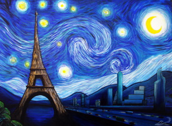 Named contemporary work « La Nuit Étoilée 2.0 : Quand Van Gogh rencontre le périph », Made by ENZOENART