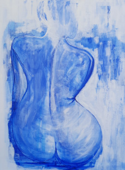Named contemporary work « Nu Bleu 2 », Made by MBO, SABLISTE