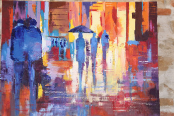 Named contemporary work « Une ville sous la pluie », Made by ISABELLE TEROITIN