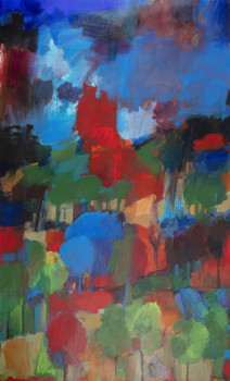 Named contemporary work « Arbres bleus en Pays Cathare », Made by VéRONIQUE CHENU