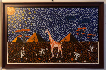Named contemporary work « Mozakik Girafe ( l' étrange Orange ) », Made by FRANK