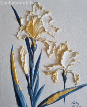 Named contemporary work « Iris dorés », Made by NELLY SIMON