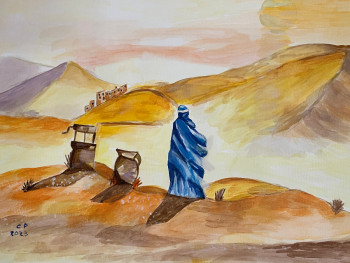 Named contemporary work « Touareg dans l’immensité du desert », Made by CP