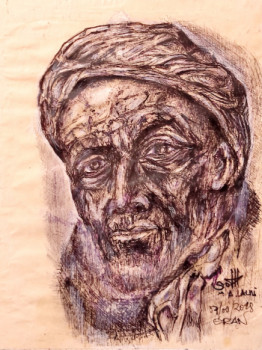 Named contemporary work « PORTRAIT VISAGE HOMME », Made by A.LALMI