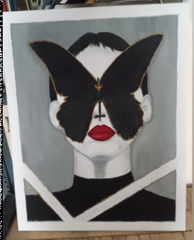 Named contemporary work « Femme papillon ? », Made by STYX