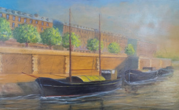 Named contemporary work « "Aurore sur quai de Seine.." », Made by MARC DANCRE