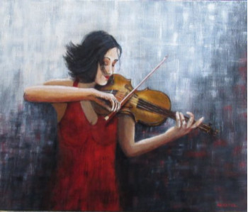 Named contemporary work « La violoniste », Made by PATRICIA BRETEL