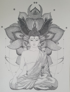 Named contemporary work « Bouddha », Made by MALISU