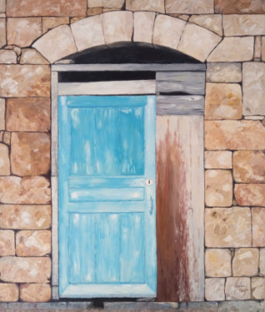 Named contemporary work « Bleu Old Door », Made by RUBZY