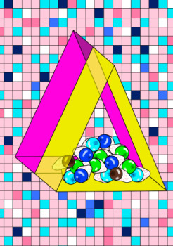 Named contemporary work « Pink pyramid », Made by PINKU.NOREIYA