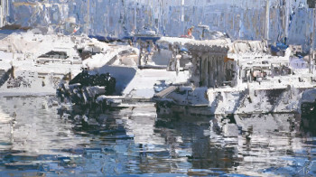 Named contemporary work « Bateaux - 4 », Made by PAT O'BINE