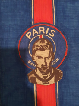 Named contemporary work « Messi au psg », Made by KNIBAL