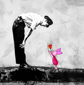Named contemporary work « Banksy, hello Porcinet !!! », Made by BENNY ARTE