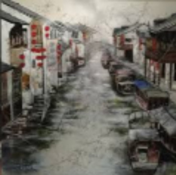 Named contemporary work « Village d 'eau  ( Water village )    水乡 », Made by 帕赫  CHRISTIAN POIROT