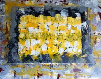 Named contemporary work « EN JAUNE ET GRIS 3 », Made by JEAN-MARC BRAMY