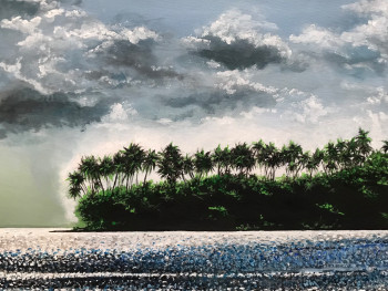 Named contemporary work « Fin de journée à Raiatea », Made by ANNE AMOUROUX
