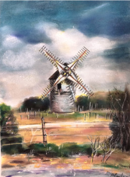 Named contemporary work « Bretagne, Moulin au Pastel Sec », Made by CLICKART+