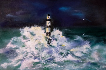 Named contemporary work « Le Phare, au pastel sec », Made by CLICKART+