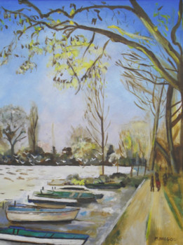 Named contemporary work « lac d'enghien l'hiver », Made by MIREILLE BREGOU