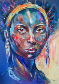 Named contemporary work « Femme africaine, art déco », Made by CLICKART+