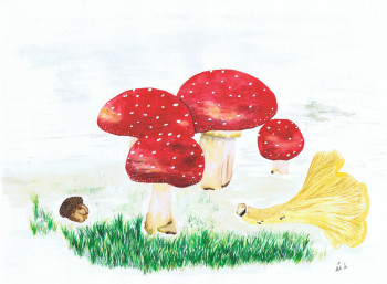 Named contemporary work « Hello automn and mushroom », Made by MIHA