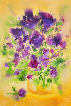 Named contemporary work « Bouquet violet », Made by NADINE DE LESPINATS