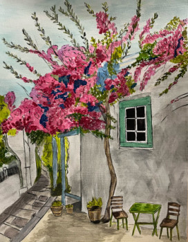 Named contemporary work « Maison au bougainvilliers », Made by CP