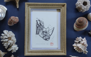 Named contemporary work « Portrait de rhinocéros », Made by BYMAELLECREATION