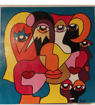 Named contemporary work « Pop family », Made by RAMI